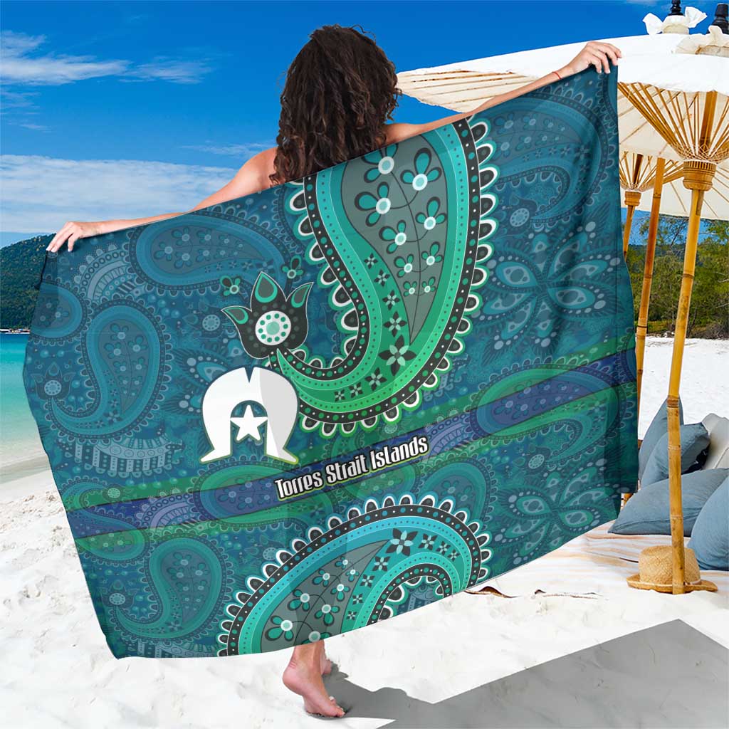 Torres Strait Islands Sarong Dhari Emblem Vibrant Teal Indigenous