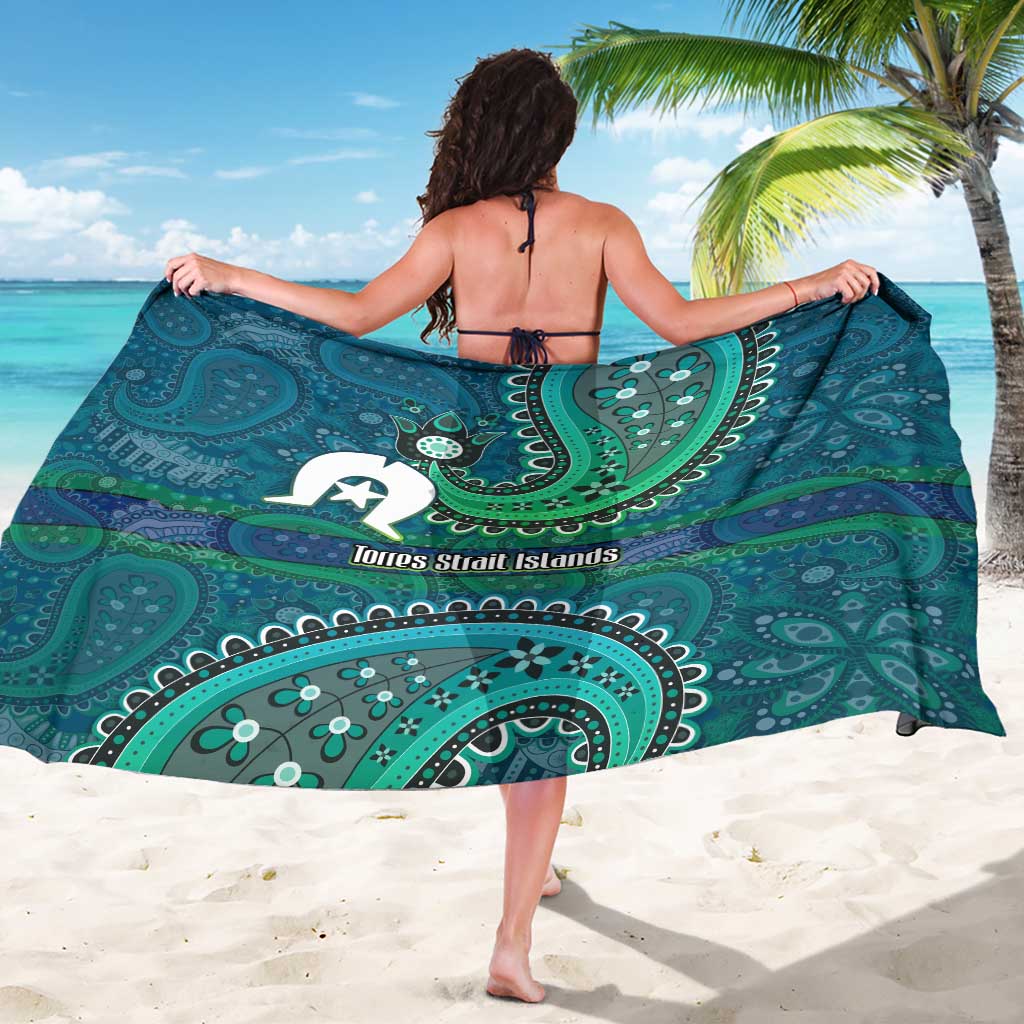 Torres Strait Islands Sarong Dhari Emblem Vibrant Teal Indigenous