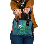 Torres Strait Islands Shoulder Handbag Dhari Emblem Vibrant Teal Indigenous