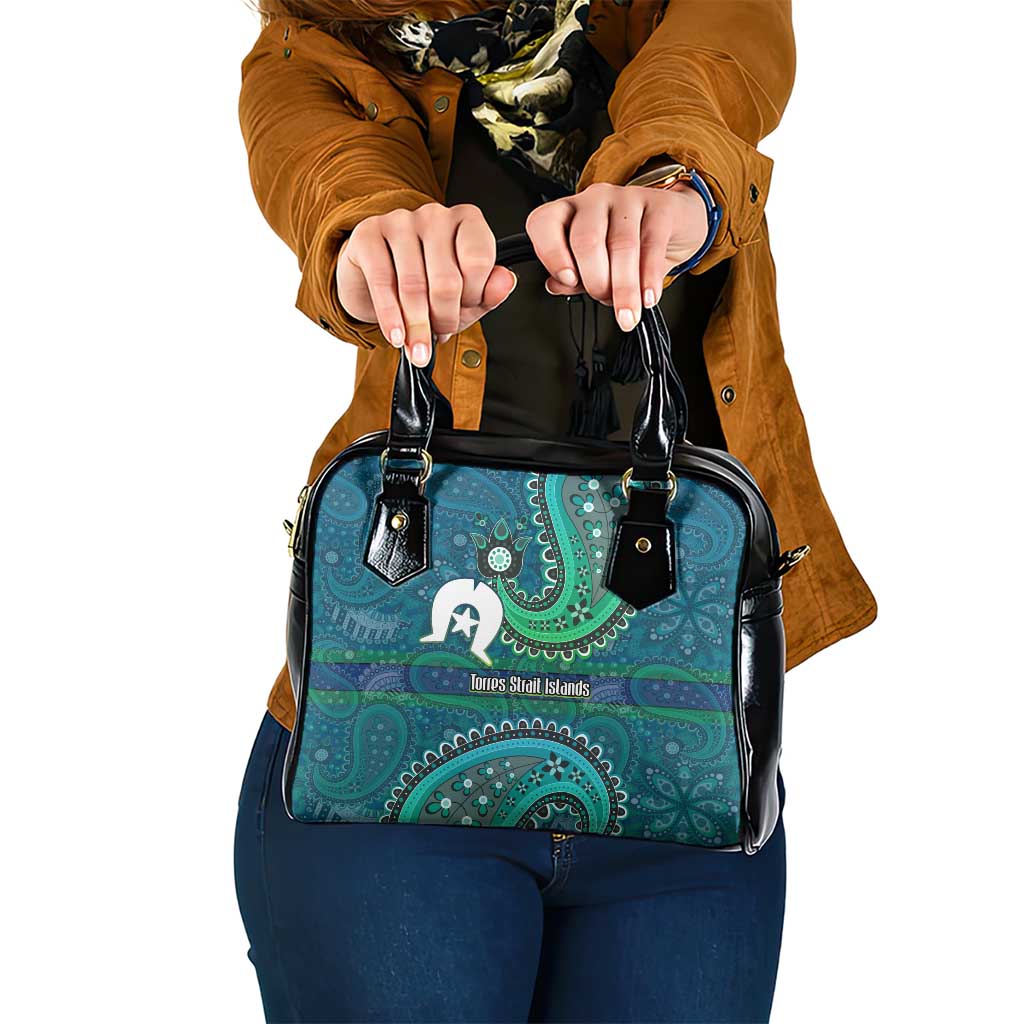 Torres Strait Islands Shoulder Handbag Dhari Emblem Vibrant Teal Indigenous