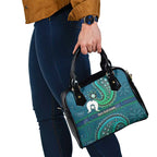 Torres Strait Islands Shoulder Handbag Dhari Emblem Vibrant Teal Indigenous