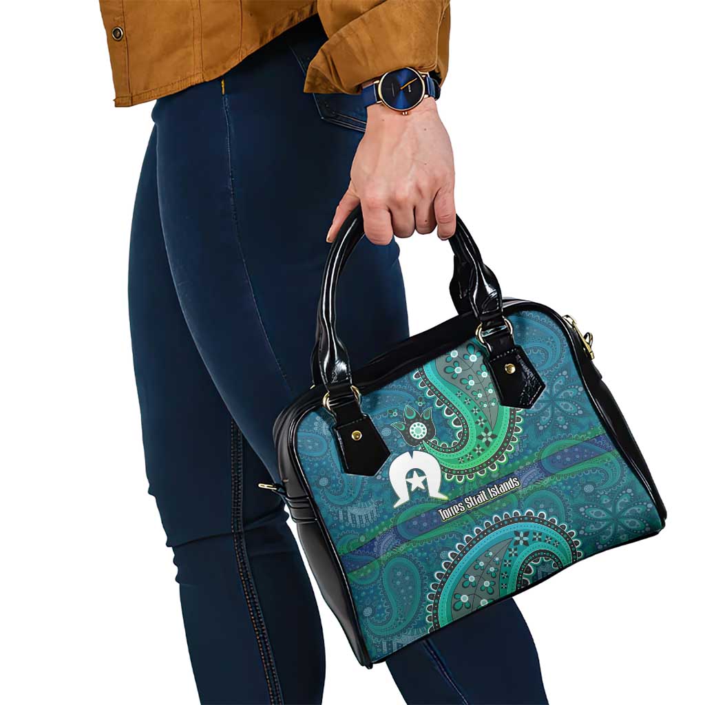 Torres Strait Islands Shoulder Handbag Dhari Emblem Vibrant Teal Indigenous