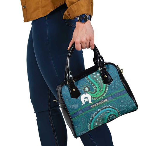 Torres Strait Islands Shoulder Handbag Dhari Emblem Vibrant Teal Indigenous