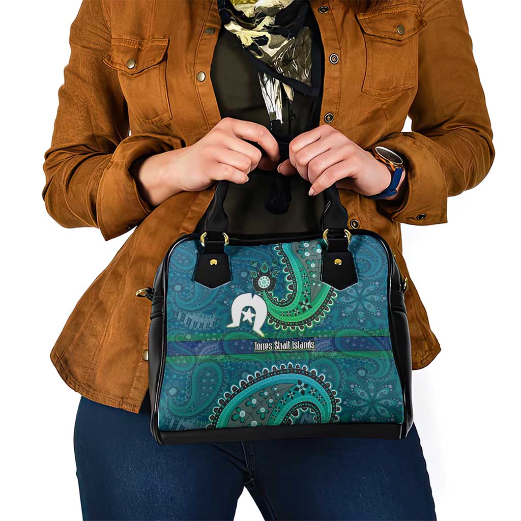 Torres Strait Islands Shoulder Handbag Dhari Emblem Vibrant Teal Indigenous