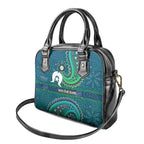 Torres Strait Islands Shoulder Handbag Dhari Emblem Vibrant Teal Indigenous