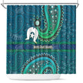 Torres Strait Islands Shower Curtain Dhari Emblem Vibrant Teal Indigenous