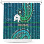Torres Strait Islands Shower Curtain Dhari Emblem Vibrant Teal Indigenous