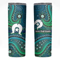 Torres Strait Islands Skinny Tumbler Dhari Emblem Vibrant Teal Indigenous