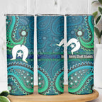 Torres Strait Islands Skinny Tumbler Dhari Emblem Vibrant Teal Indigenous