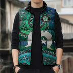 Torres Strait Islands Sleeveless Puffer Jacket Dhari Emblem Vibrant Teal Indigenous