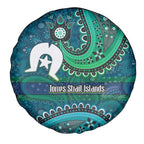 Torres Strait Islands Spare Tire Cover Dhari Emblem Vibrant Teal Indigenous