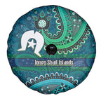 Torres Strait Islands Spare Tire Cover Dhari Emblem Vibrant Teal Indigenous