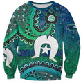 Torres Strait Islands Sweatshirt Dhari Emblem Vibrant Teal Indigenous