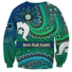 Torres Strait Islands Sweatshirt Dhari Emblem Vibrant Teal Indigenous