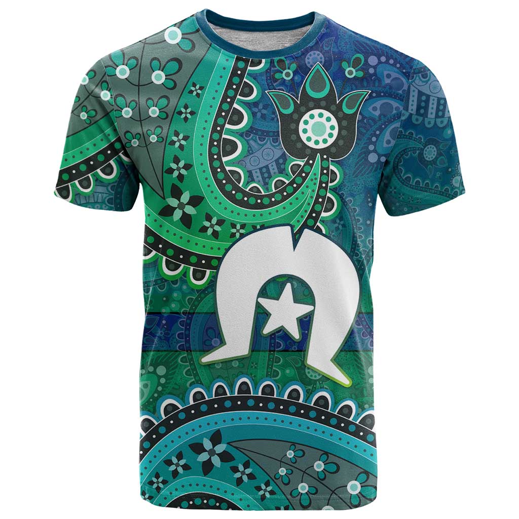 Torres Strait Islands T Shirt Dhari Emblem Vibrant Teal Indigenous