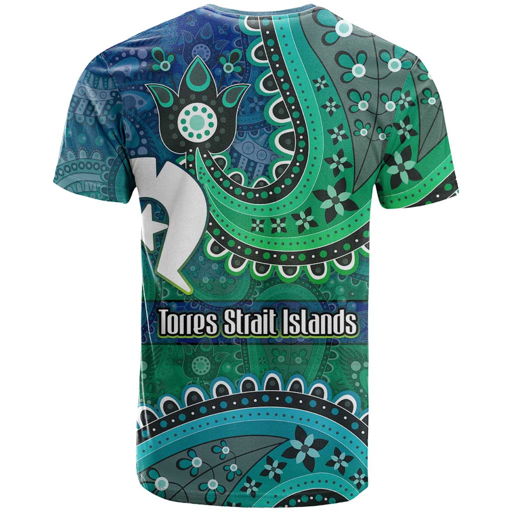 Torres Strait Islands T Shirt Dhari Emblem Vibrant Teal Indigenous