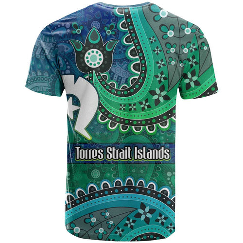Torres Strait Islands T Shirt Dhari Emblem Vibrant Teal Indigenous