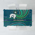Torres Strait Islands Tablecloth Dhari Emblem Vibrant Teal Indigenous