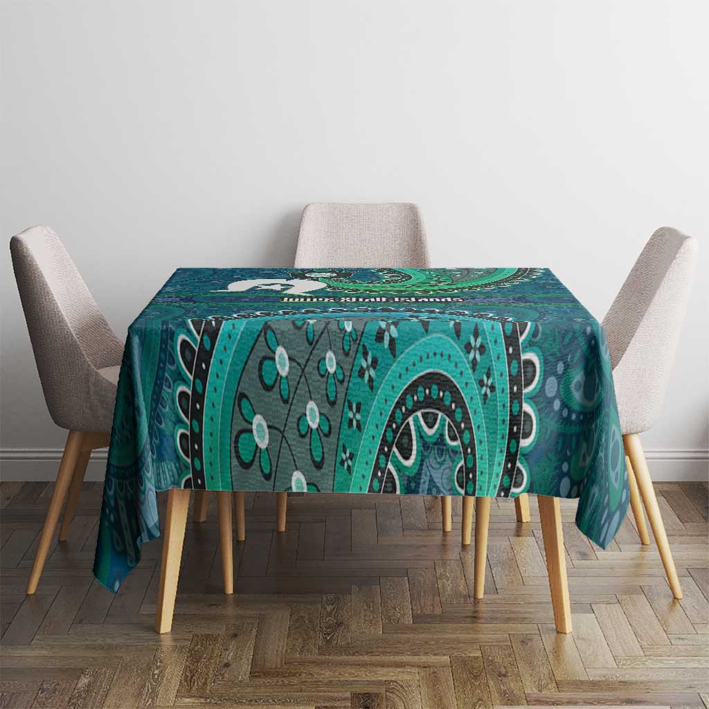 Torres Strait Islands Tablecloth Dhari Emblem Vibrant Teal Indigenous