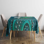 Torres Strait Islands Tablecloth Dhari Emblem Vibrant Teal Indigenous