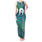 Torres Strait Islands Tank Maxi Dress Dhari Emblem Vibrant Teal Indigenous