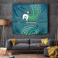 Torres Strait Islands Tapestry Dhari Emblem Vibrant Teal Indigenous