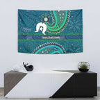 Torres Strait Islands Tapestry Dhari Emblem Vibrant Teal Indigenous