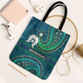 Torres Strait Islands Tote Bag Dhari Emblem Vibrant Teal Indigenous