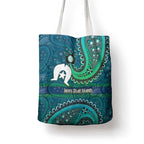 Torres Strait Islands Tote Bag Dhari Emblem Vibrant Teal Indigenous