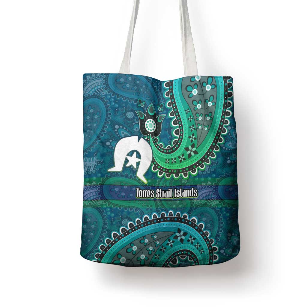 Torres Strait Islands Tote Bag Dhari Emblem Vibrant Teal Indigenous