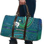 Torres Strait Islands Travel Bag Dhari Emblem Vibrant Teal Indigenous
