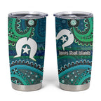 Torres Strait Islands Tumbler Cup Dhari Emblem Vibrant Teal Indigenous