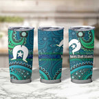 Torres Strait Islands Tumbler Cup Dhari Emblem Vibrant Teal Indigenous