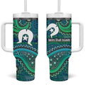 Torres Strait Islands Tumbler With Handle Dhari Emblem Vibrant Teal Indigenous