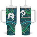 Torres Strait Islands Tumbler With Handle Dhari Emblem Vibrant Teal Indigenous
