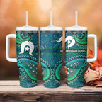 Torres Strait Islands Tumbler With Handle Dhari Emblem Vibrant Teal Indigenous