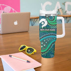Torres Strait Islands Tumbler With Handle Dhari Emblem Vibrant Teal Indigenous