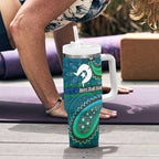 Torres Strait Islands Tumbler With Handle Dhari Emblem Vibrant Teal Indigenous