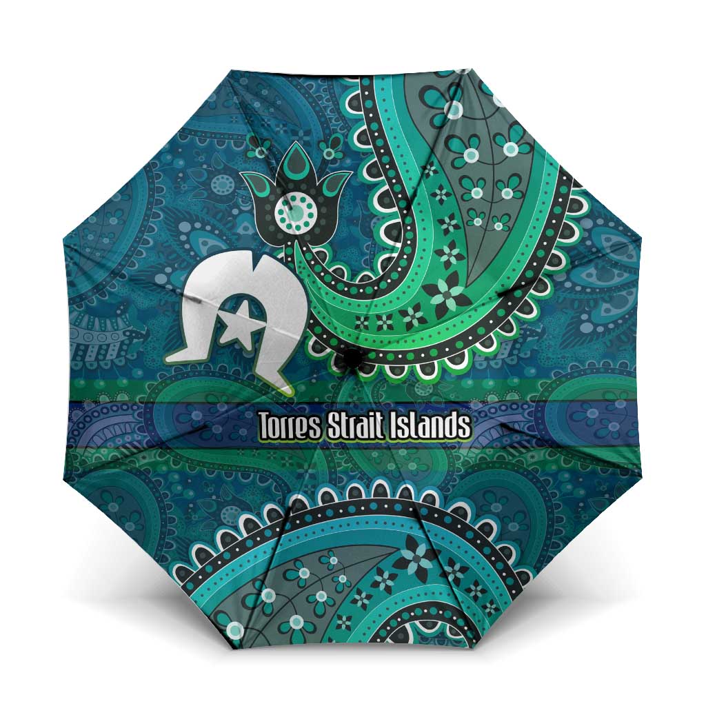 Torres Strait Islands Umbrella Dhari Emblem Vibrant Teal Indigenous