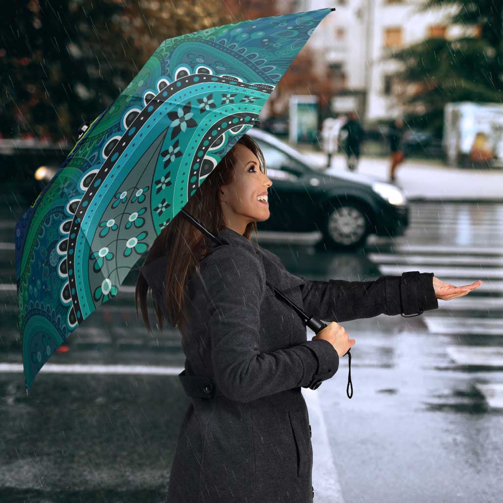 Torres Strait Islands Umbrella Dhari Emblem Vibrant Teal Indigenous