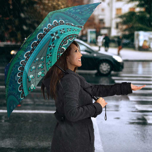 Torres Strait Islands Umbrella Dhari Emblem Vibrant Teal Indigenous