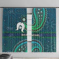 Torres Strait Islands Window Curtain Dhari Emblem Vibrant Teal Indigenous