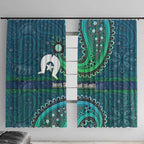 Torres Strait Islands Window Curtain Dhari Emblem Vibrant Teal Indigenous