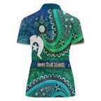 Torres Strait Islands Women Polo Shirt Dhari Emblem Vibrant Teal Indigenous