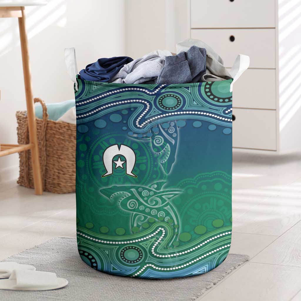 Torres Strait Islands Laundry Basket Shark Indigenous Australian Tribal Dot Art