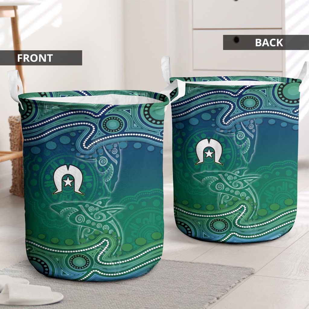 Torres Strait Islands Laundry Basket Shark Indigenous Australian Tribal Dot Art