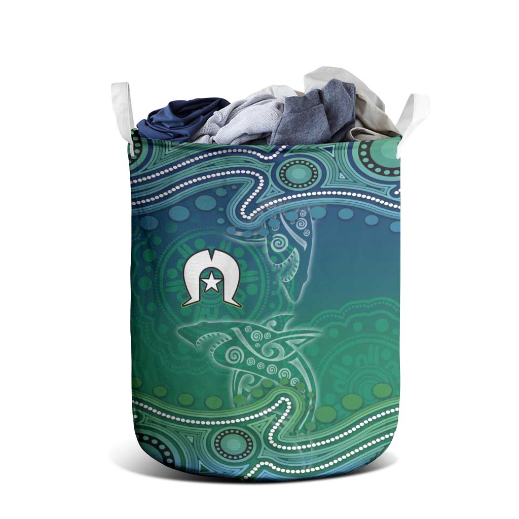Torres Strait Islands Laundry Basket Shark Indigenous Australian Tribal Dot Art