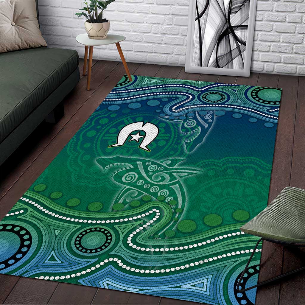 Torres Strait Islands Area Rug Shark Indigenous Australian Tribal Dot Art