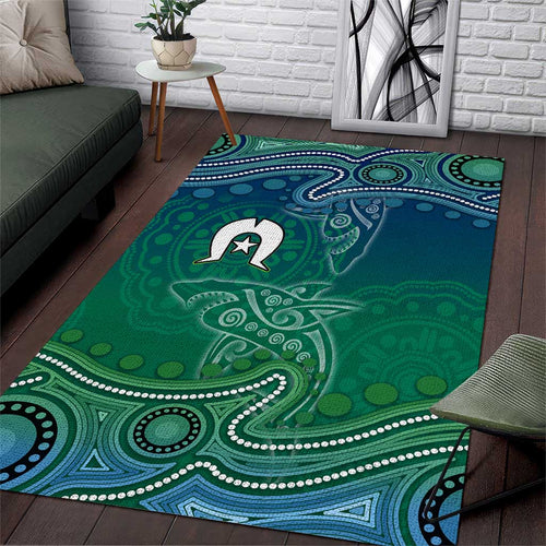 Torres Strait Islands Area Rug Shark Indigenous Australian Tribal Dot Art