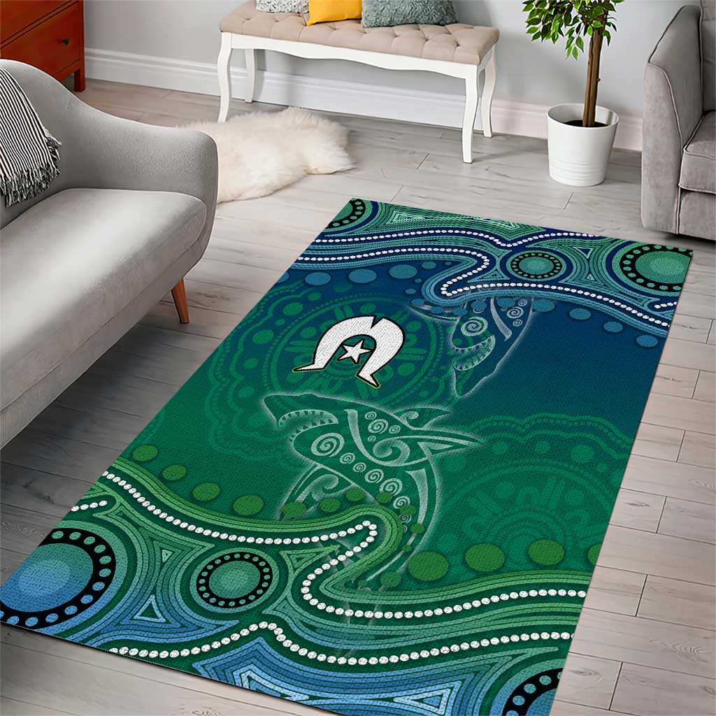 Torres Strait Islands Area Rug Shark Indigenous Australian Tribal Dot Art